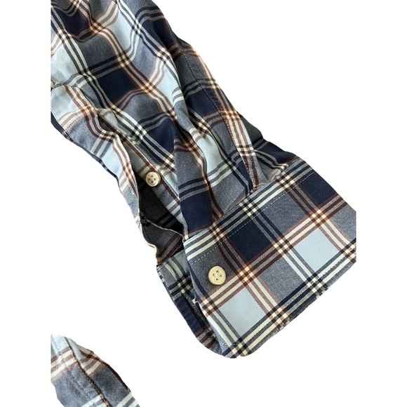 Peter Millar Shirt Mens Size Medium Button Up Blue Collared Plaid Long Sleeve - Picture 3 of 9